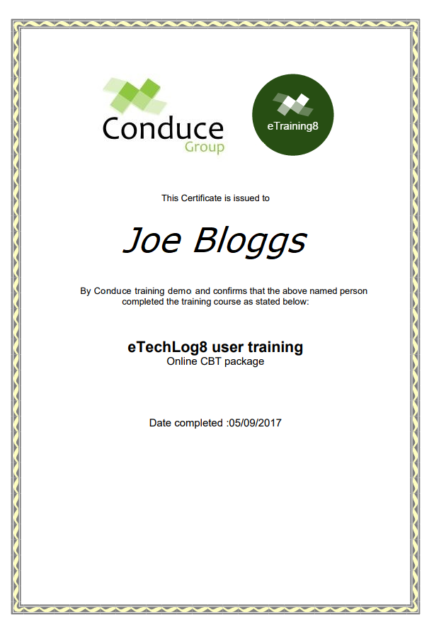 example certificate for cbt training